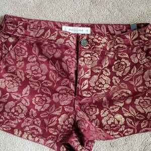 NWT A&F Burgundy & Gold Corduroy Shorts Size 6